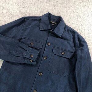 Banana Republic Jacket Mens Navy Blue Linen Blend Coach Drawstring Preppy Pocket